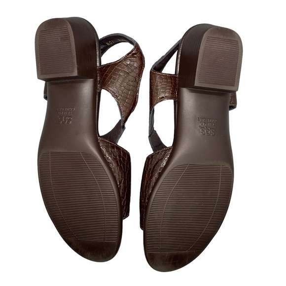 SAS San Antonio Shoemakers Suntimer Sandals Brown Croc Print Leather Comfort 10N - Picture 11 of 13